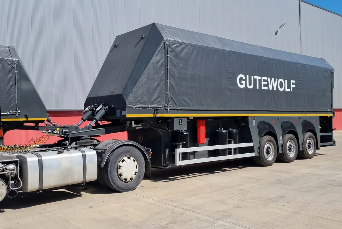 Полуприцеп стекловоз GuteWolf, передняя часть и сцепное устройство